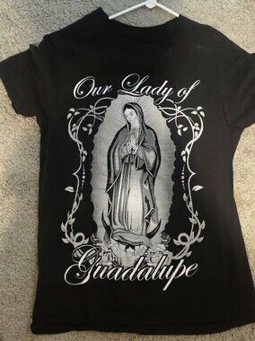 Our Lady Graphic Tee - Black and Silver